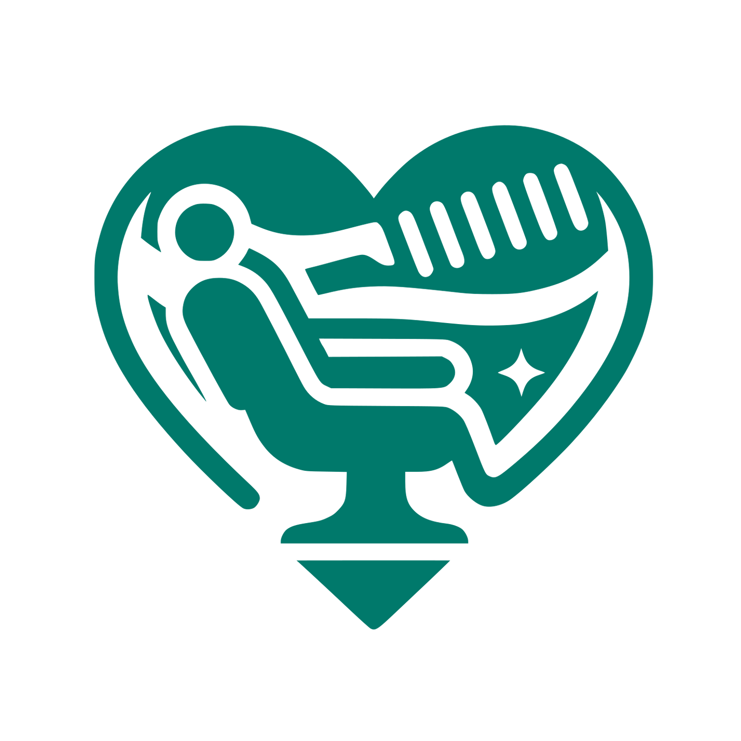 Heart Barber Logo #00796B