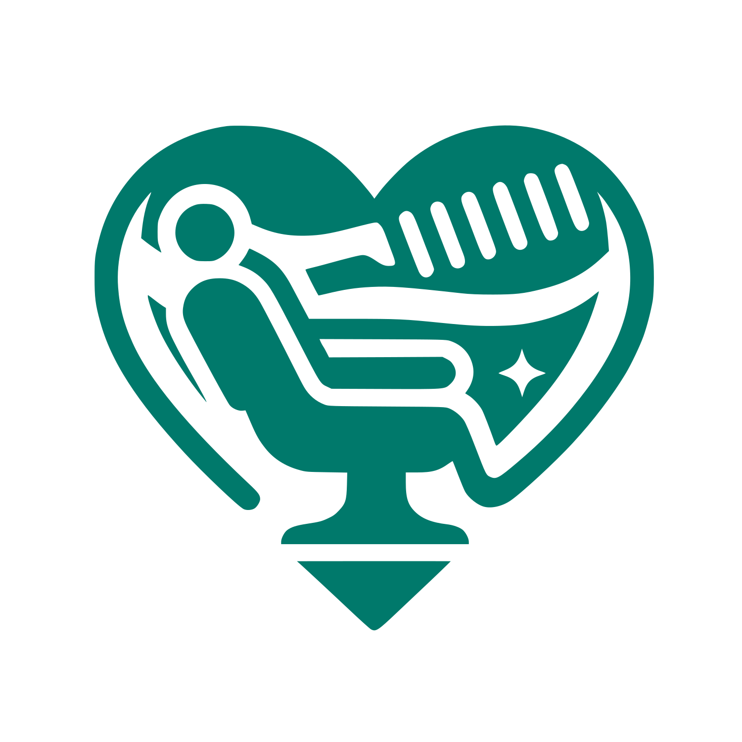 Heart Barber Logo #00796B