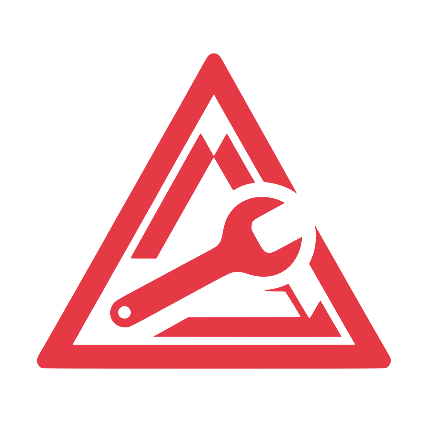 Triangle Mountain and Wrench Logo #E63946