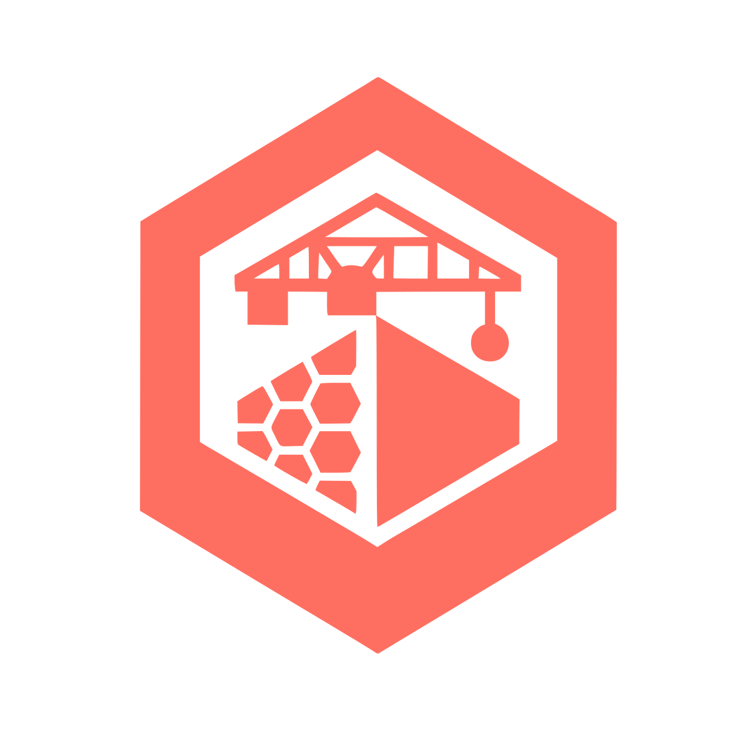 Hexagonal Industrial Logo #FF6F61