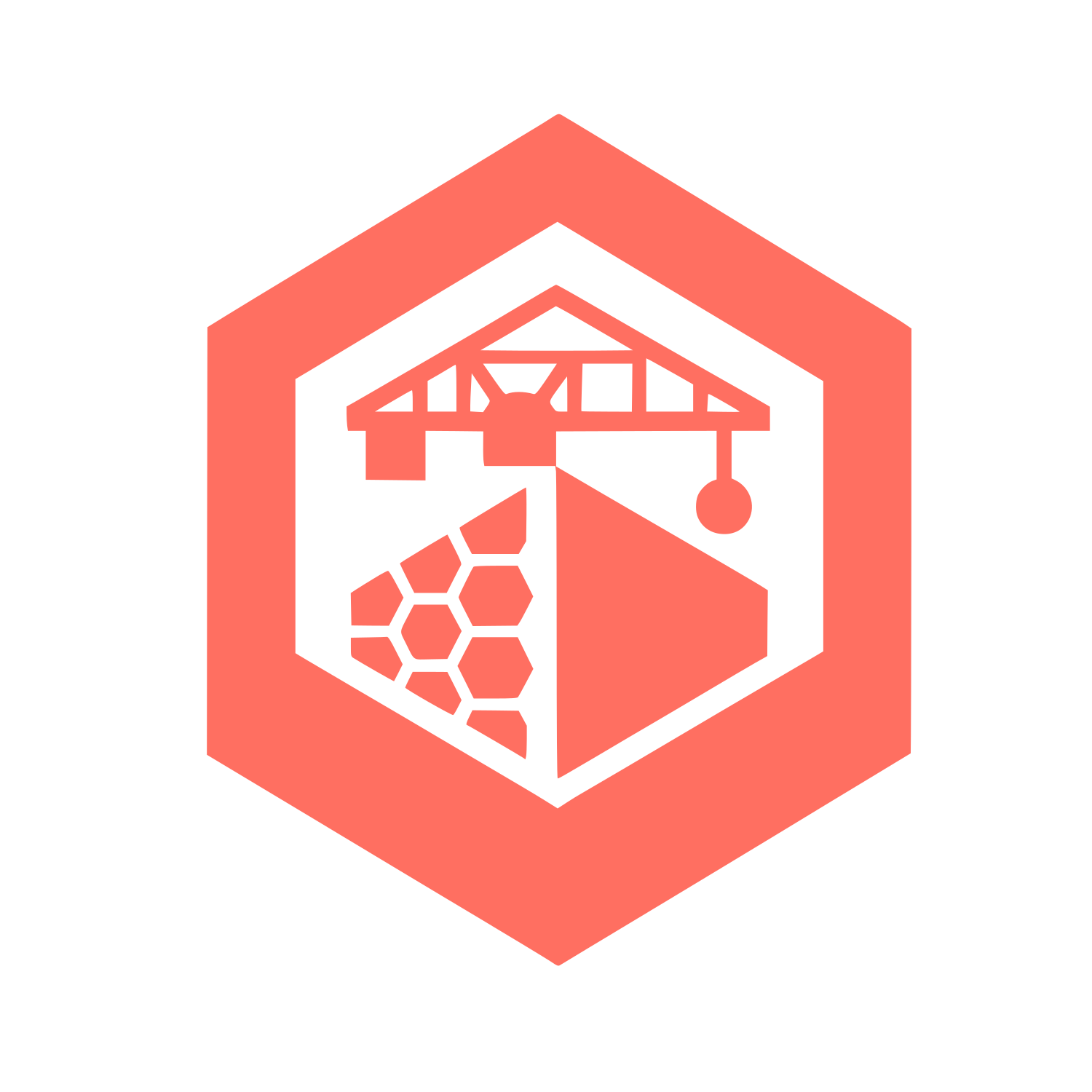 Hexagonal Industrial Logo #FF6F61