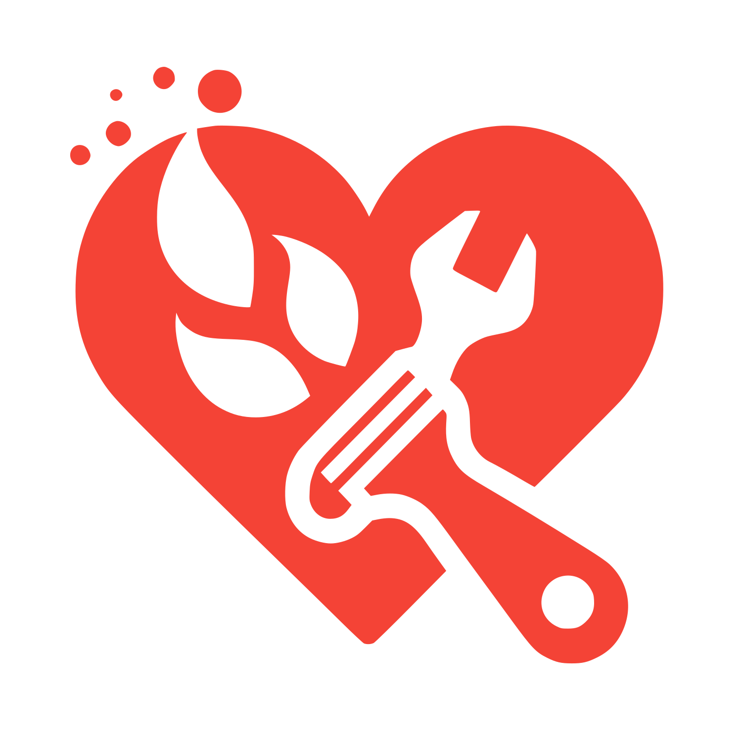 Heart, Flame, Repair Tool Logo #F44336