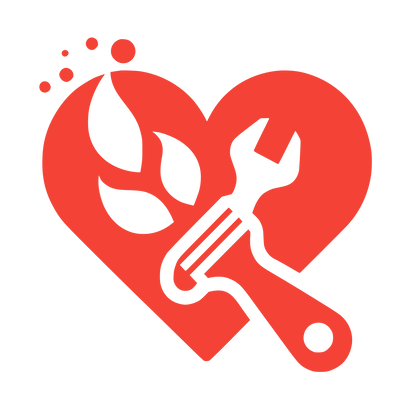 Heart, Flame, Repair Tool Logo #F44336