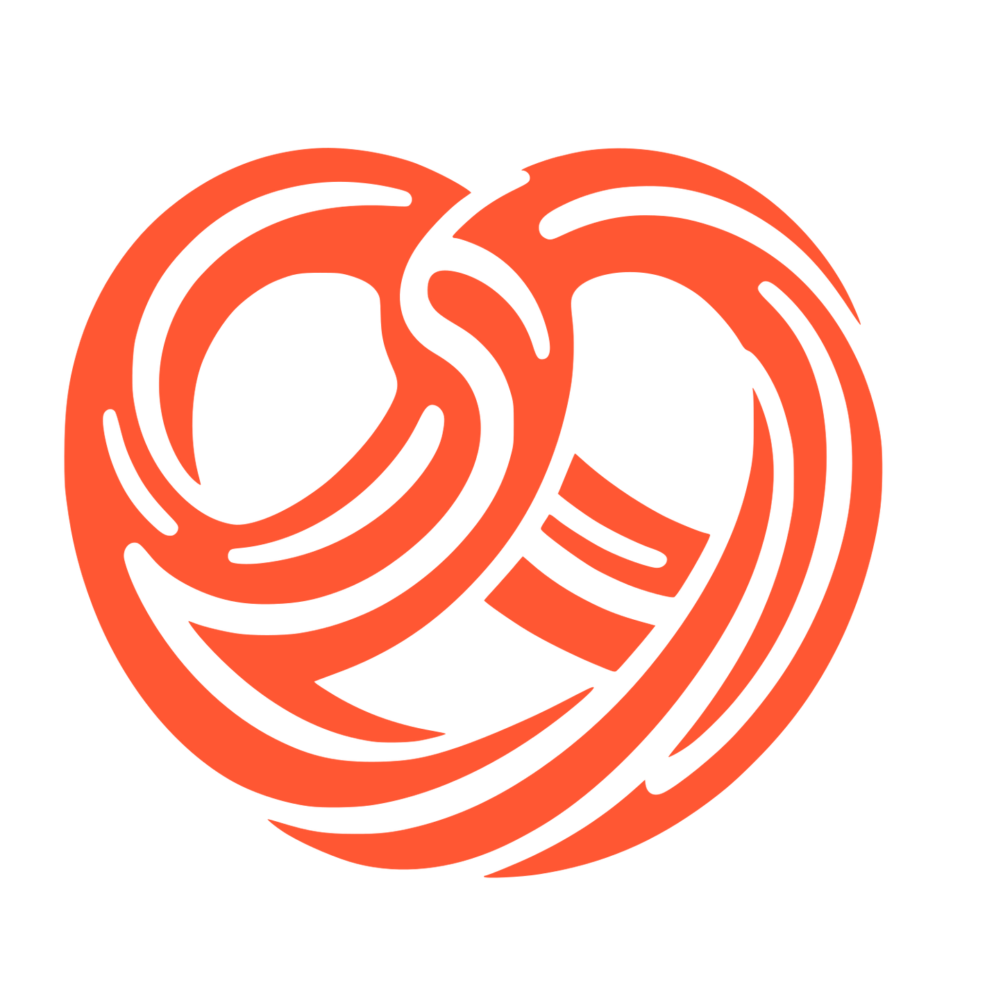 Intertwined Swirl Pretzel Icon #FF5733