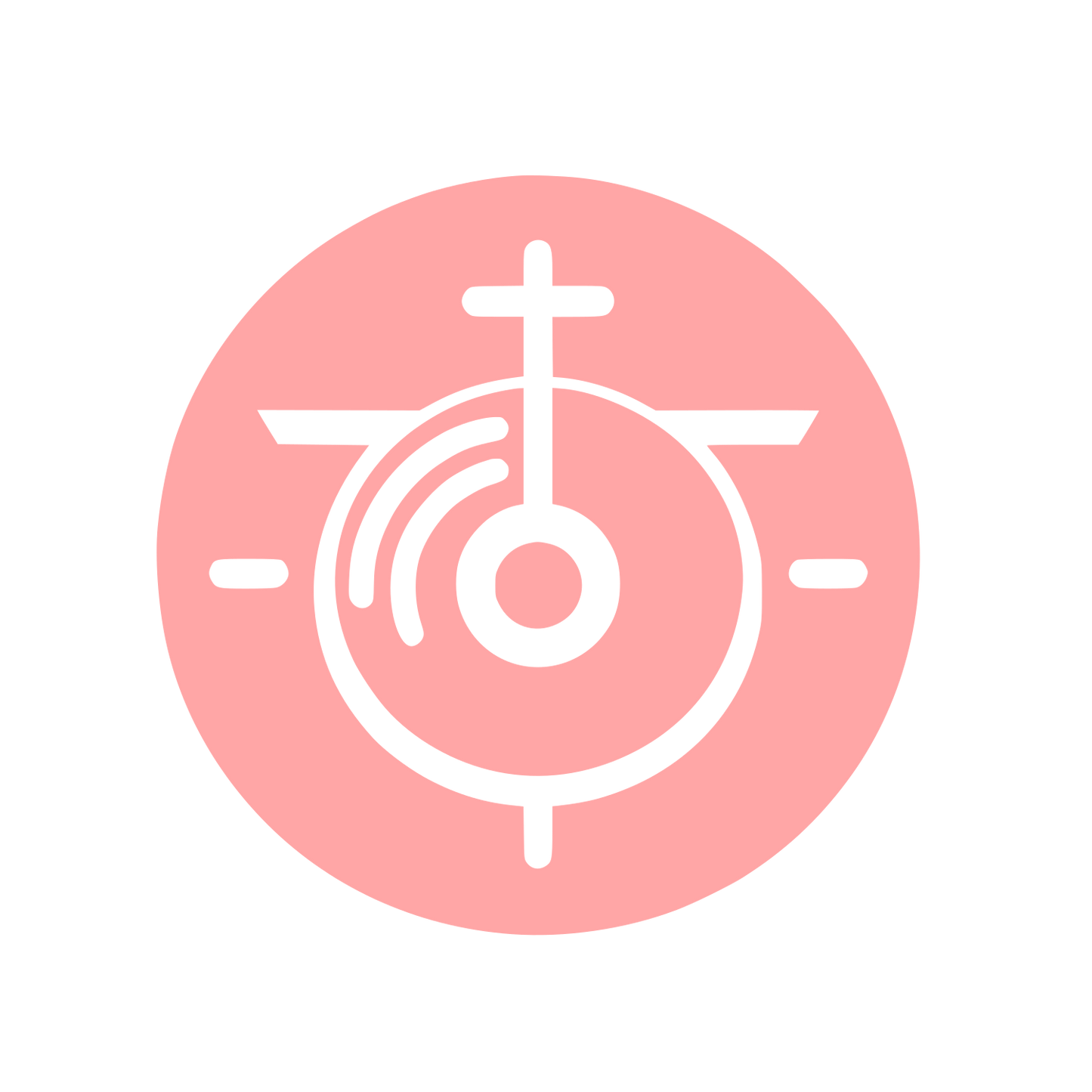 Gong with Cross Icon #ffa6a6