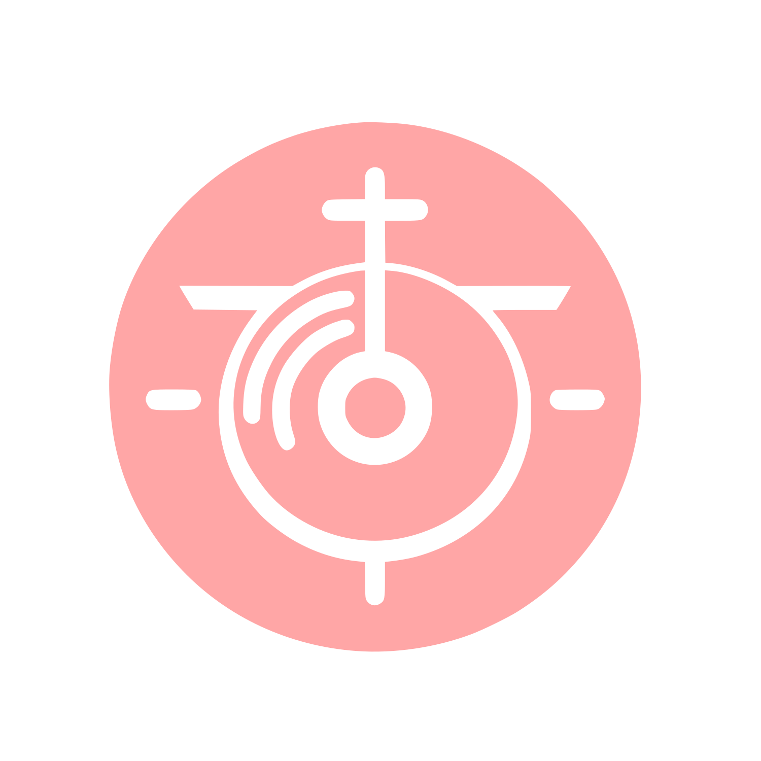 Gong with Cross Icon #ffa6a6