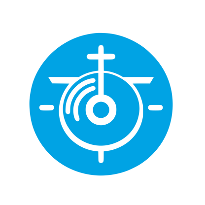 Gong with Cross Icon #00a3e4