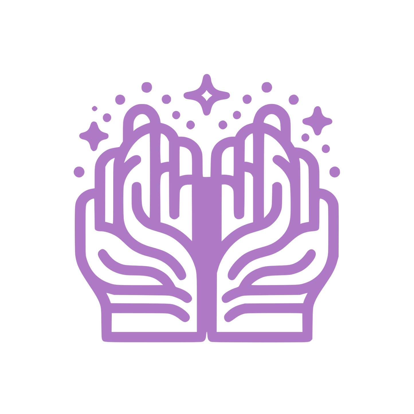 Hands Cradling Sparkles Logo #AF7AC5