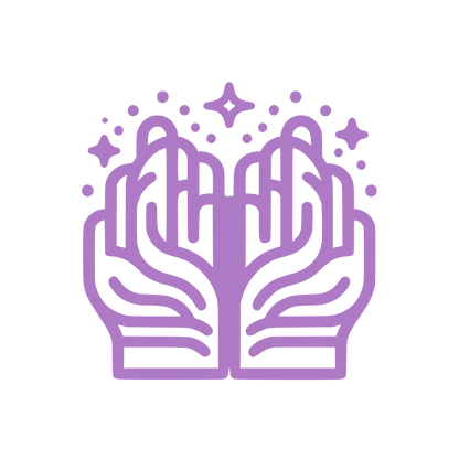Hands Cradling Sparkles Logo #AF7AC5