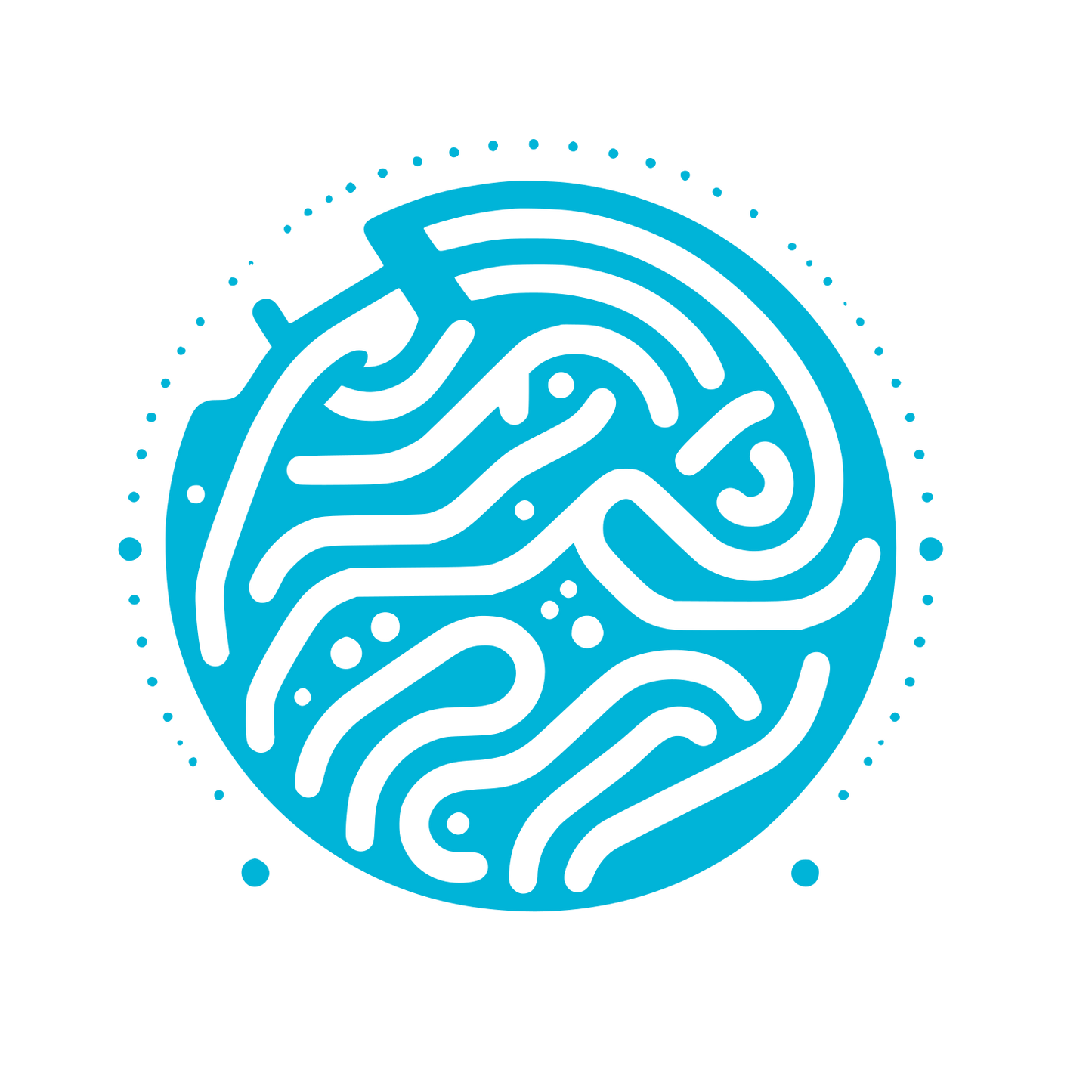 Wave Pattern in Circle Logo #00B4D8