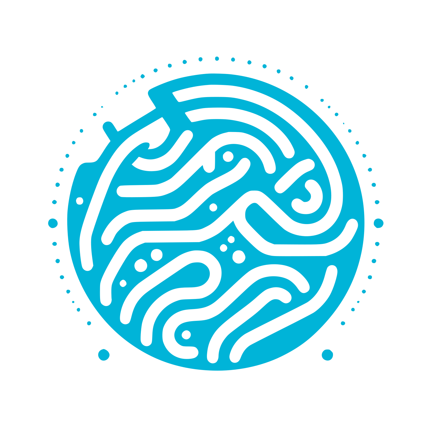 Wave Pattern in Circle Logo #00B4D8