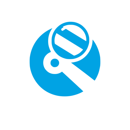 Logo with Magnifying Glass #00a3e4