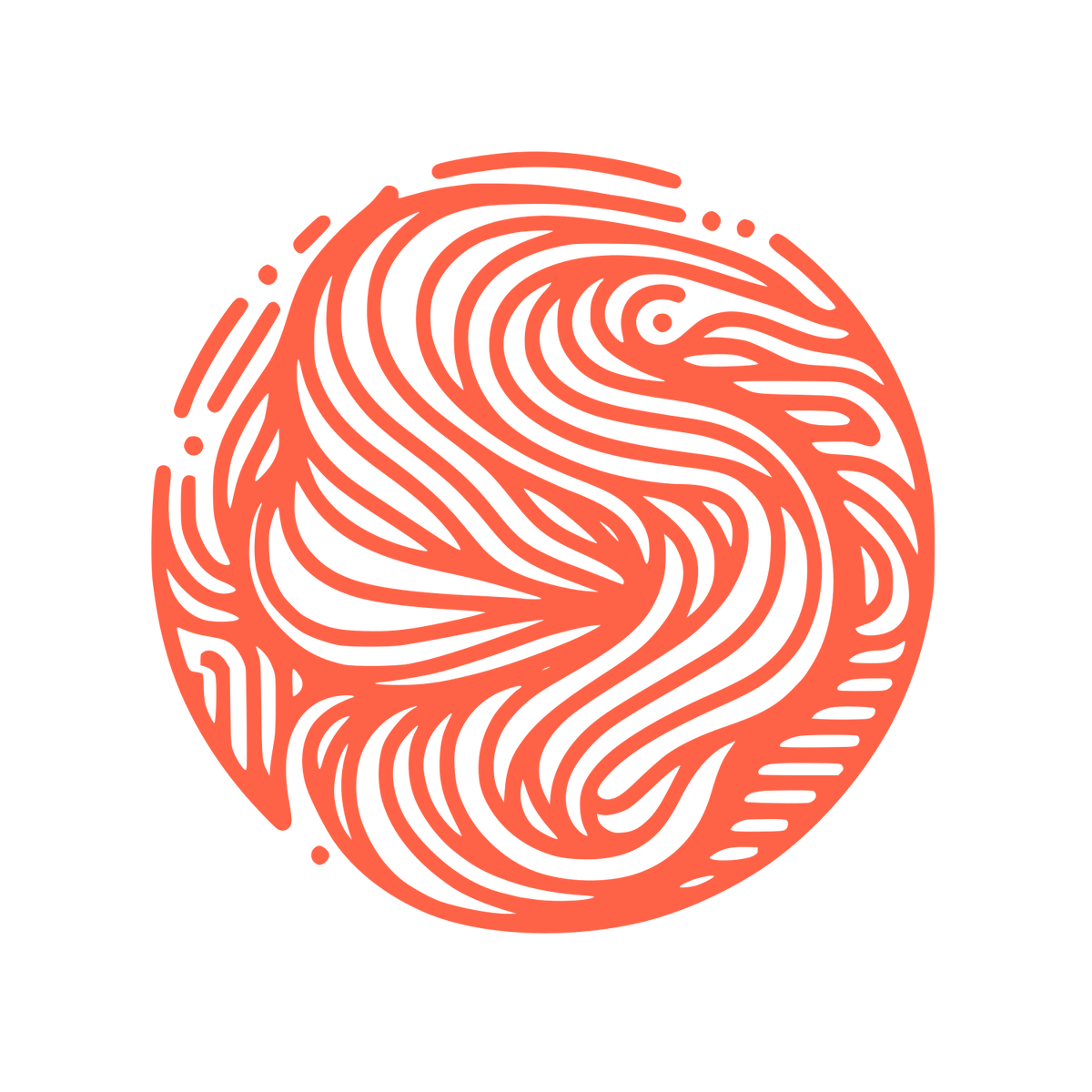 Circular Swirl Dynamics Logo #FF6347
