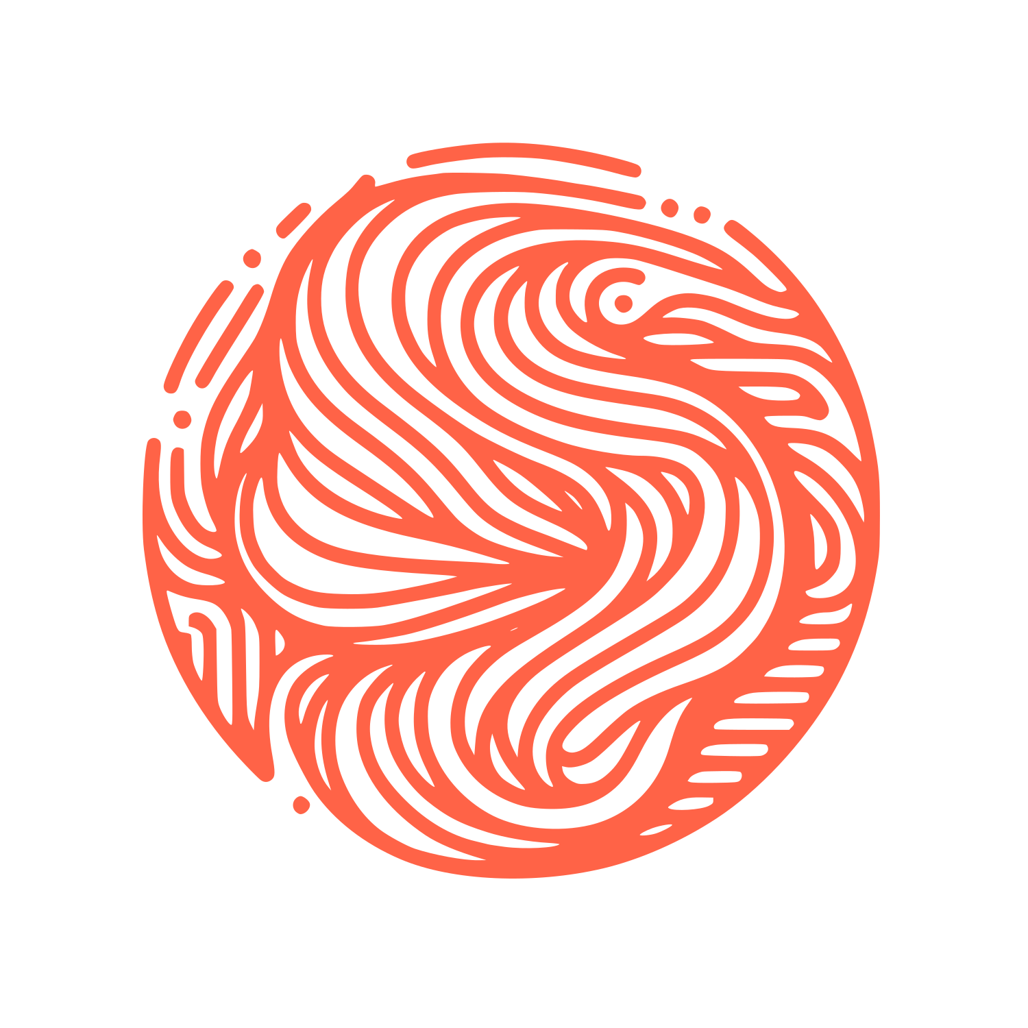 Circular Swirl Dynamics Logo #FF6347