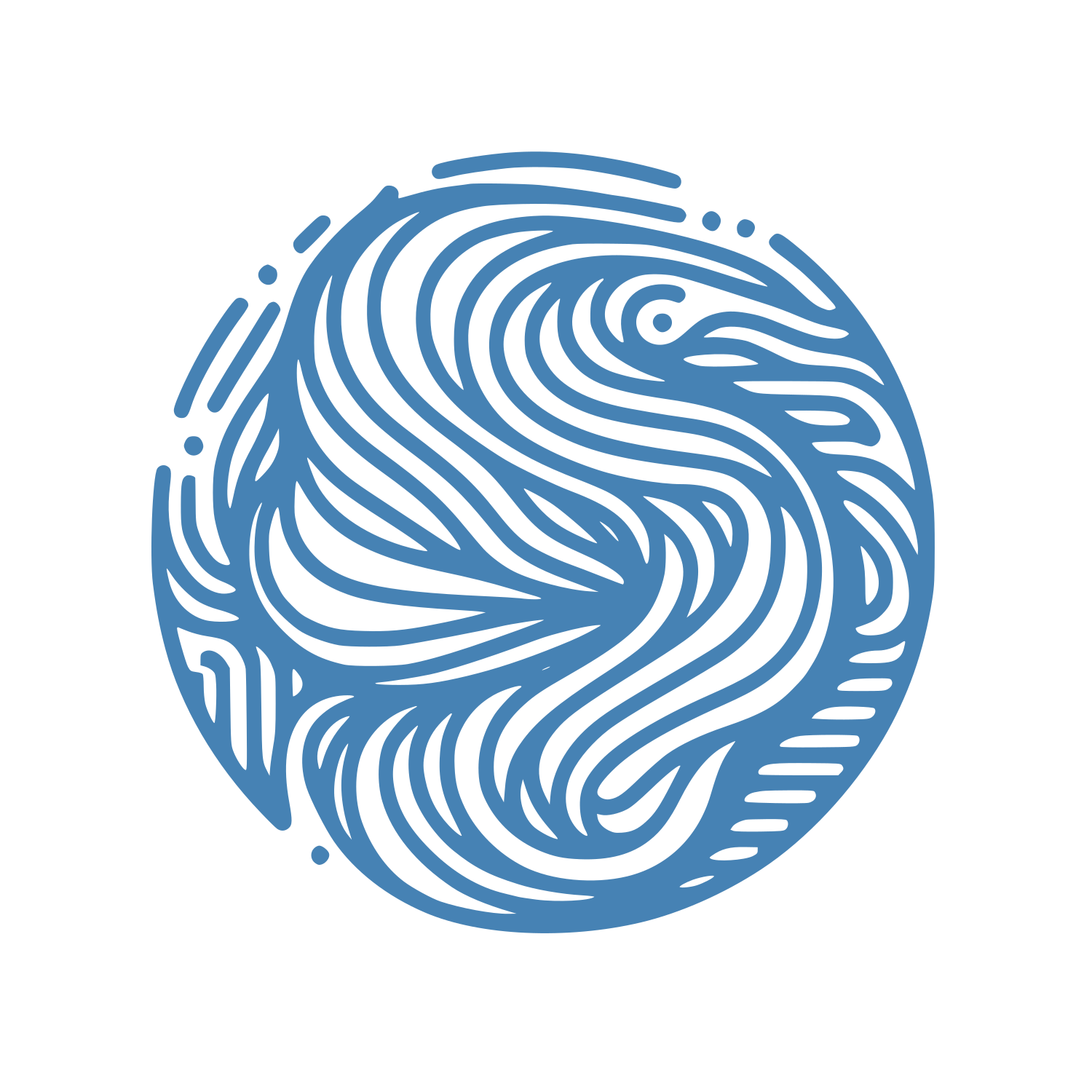 Circular Swirl Dynamics Logo #4682B4