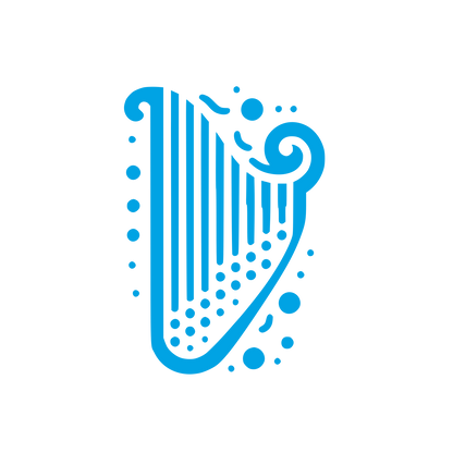 Modern Harp Logo #00a3e4