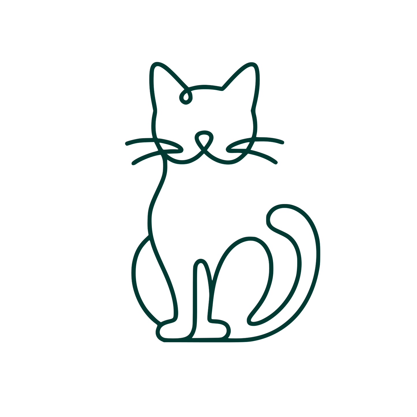 Sitting Cat Outline Logo #003932
