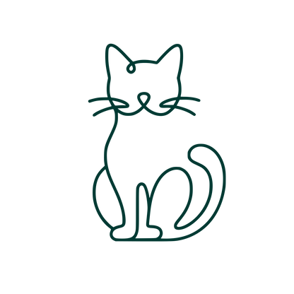 Sitting Cat Outline Logo #003932