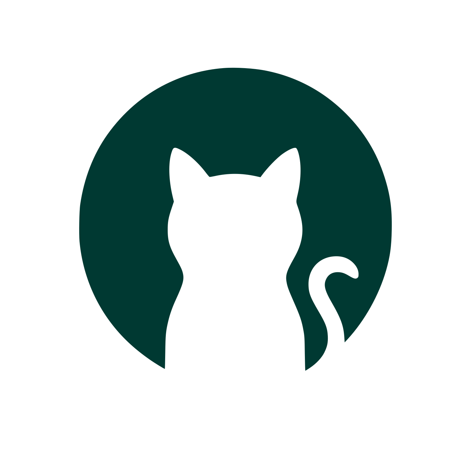Cat Silhouette Circle Logo #003932