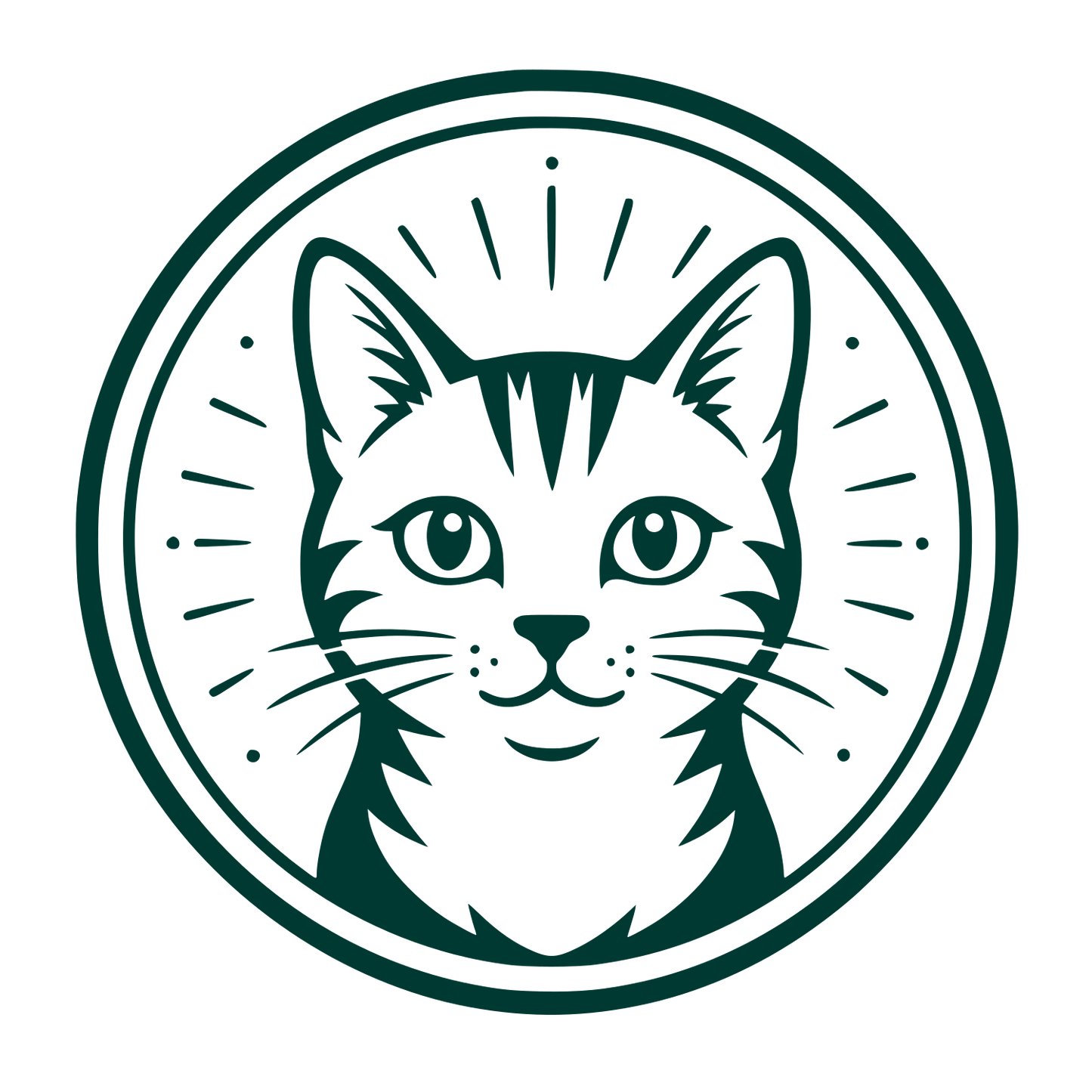Cat Face Circle Logo #003932