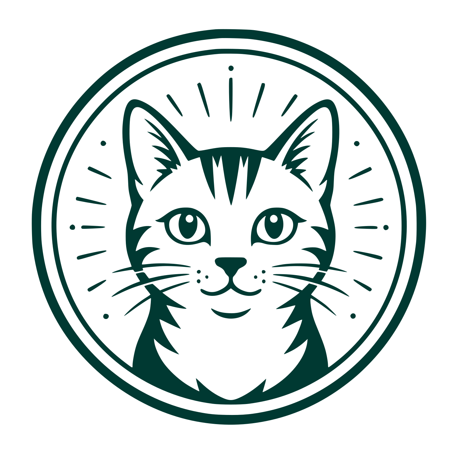 Cat Face Circle Logo #003932