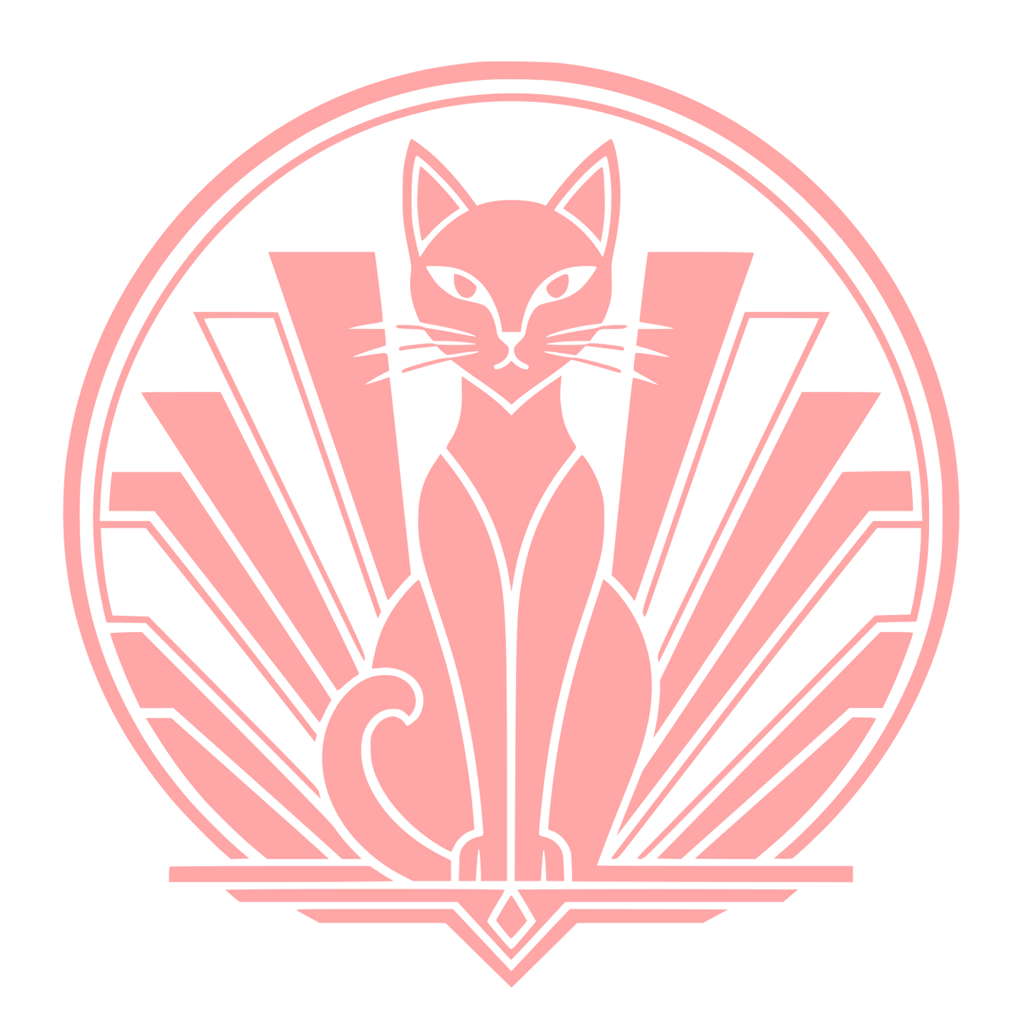 Art Deco Cat Circle Logo #ffa6a6