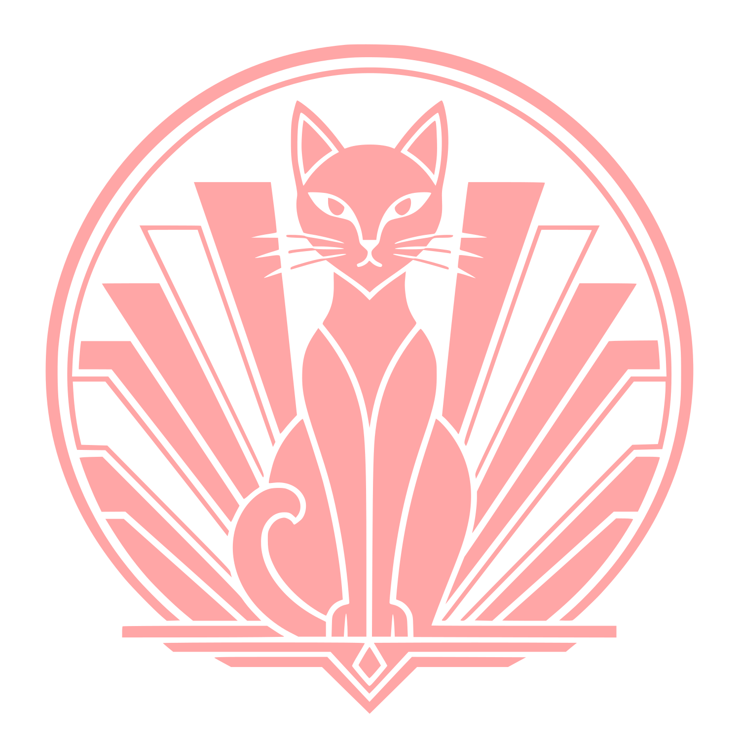 Art Deco Cat Circle Logo #ffa6a6