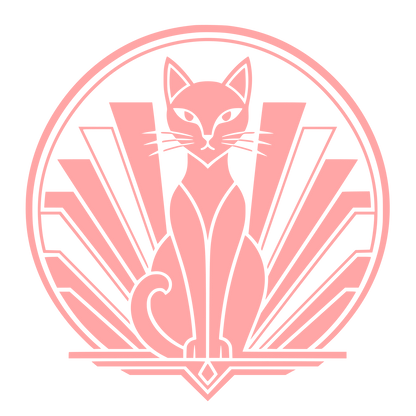 Art Deco Cat Circle Logo #ffa6a6