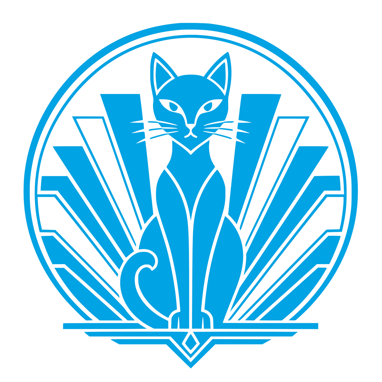Art Deco Cat Circle Logo #00a3e4