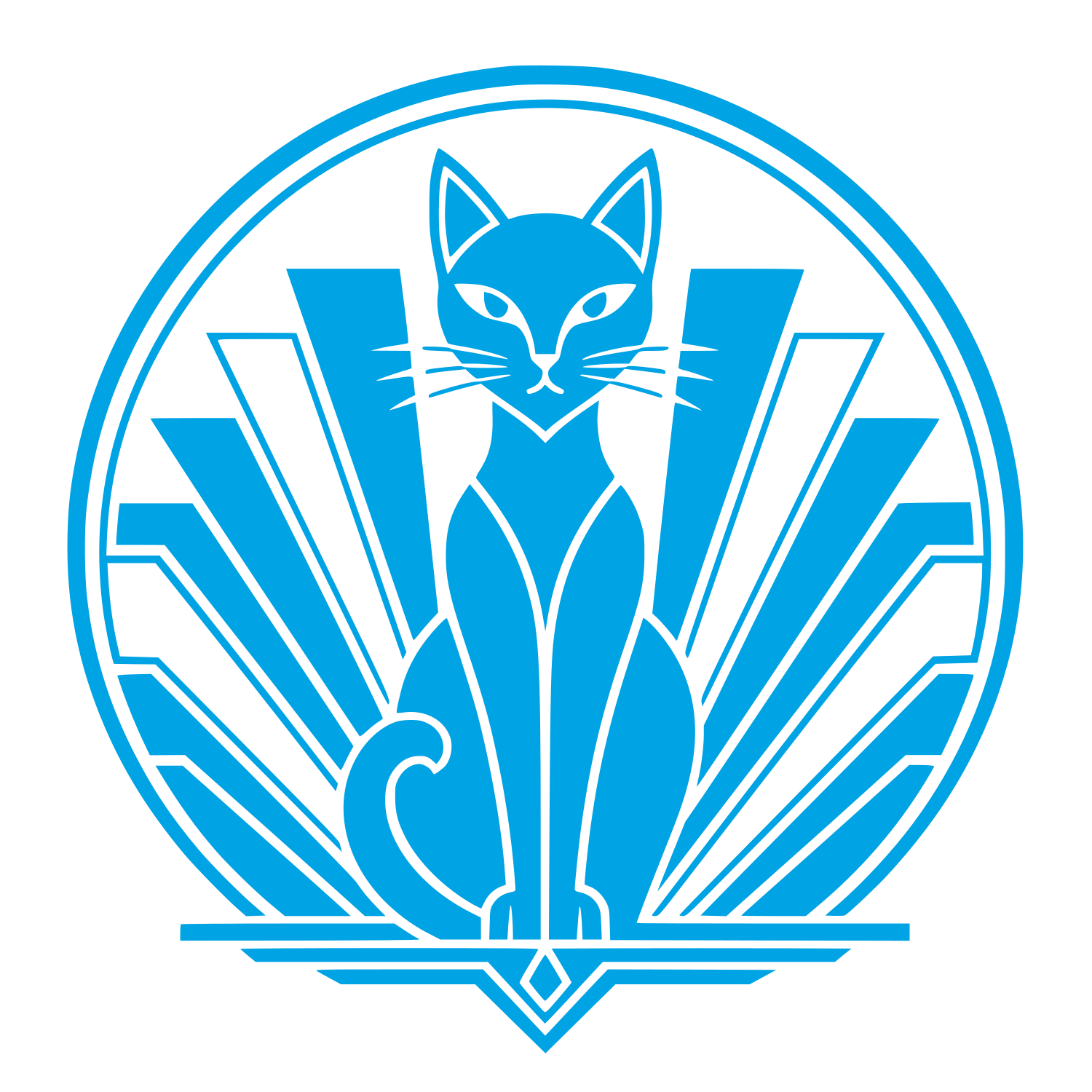 Art Deco Cat Circle Logo #00a3e4