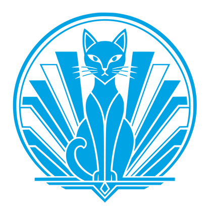 Art Deco Cat Circle Logo #00a3e4