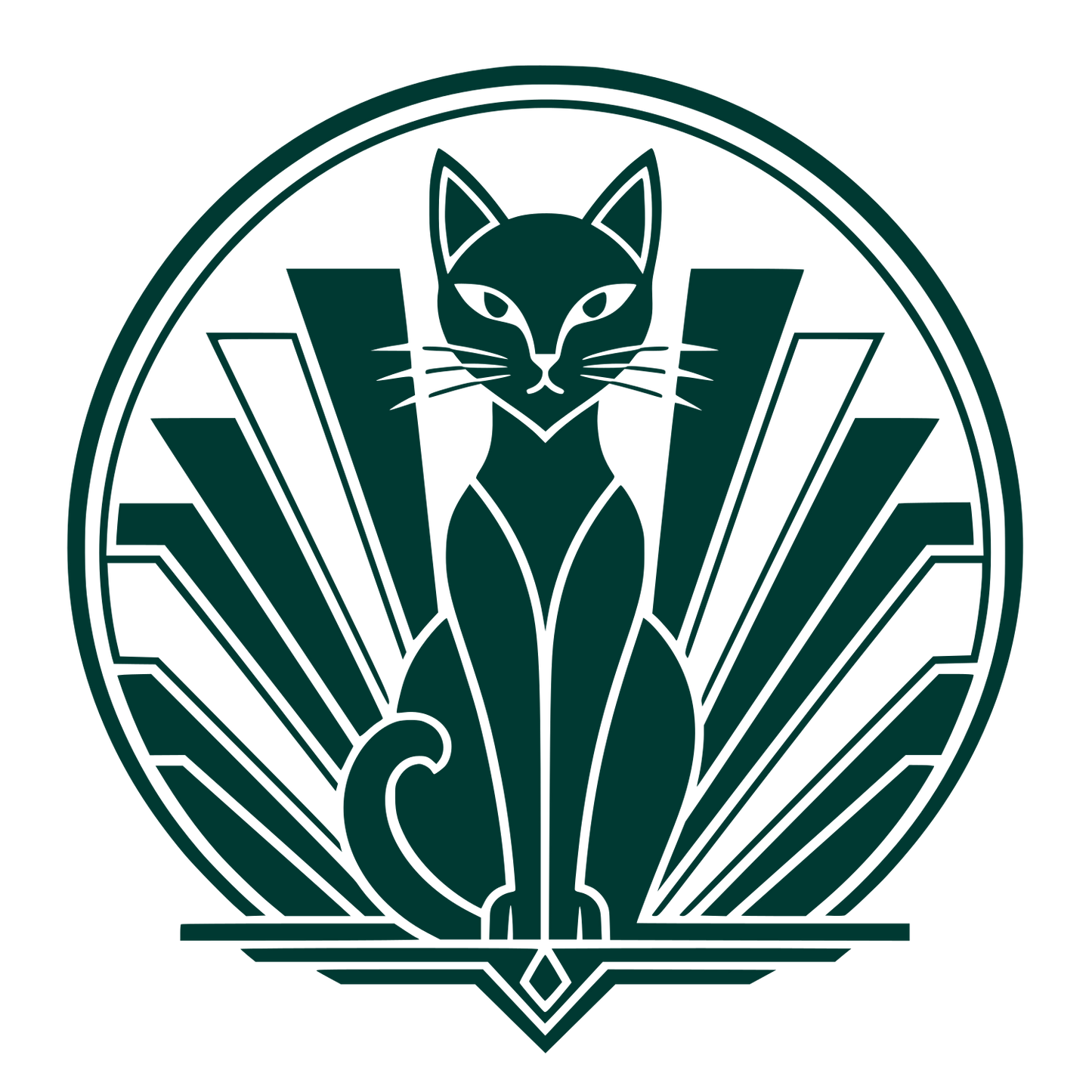 Art Deco Cat Circle Logo #003932