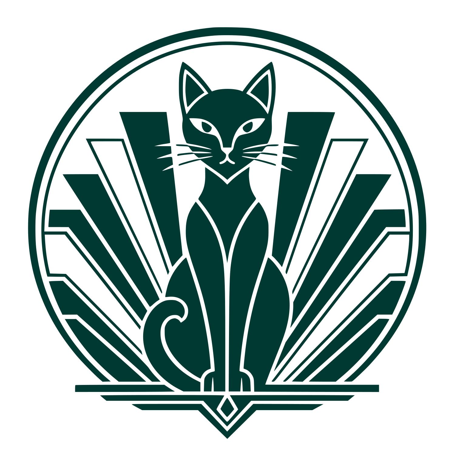 Art Deco Cat Circle Logo #003932