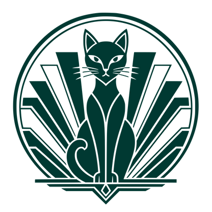 Art Deco Cat Circle Logo #003932