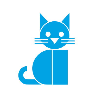 Geometric Sitting Cat Logo #00a3e4