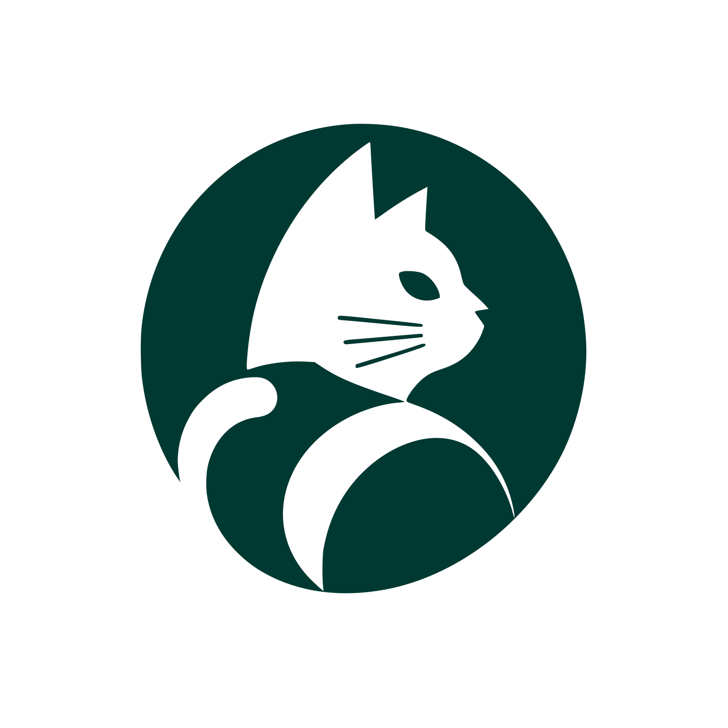 Cat Silhouette Circle Logo #003932