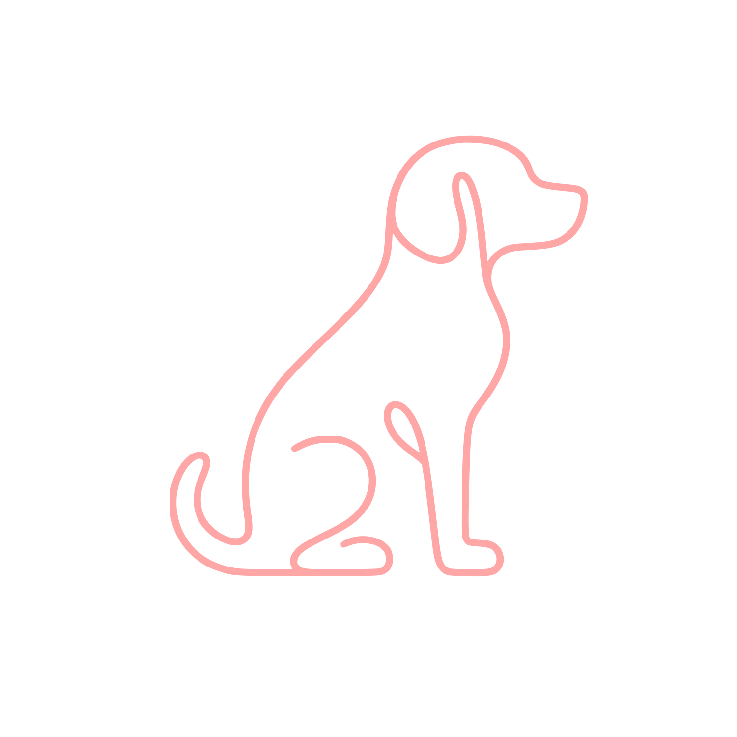 Sitting Dog Outline Logo #ffa6a6
