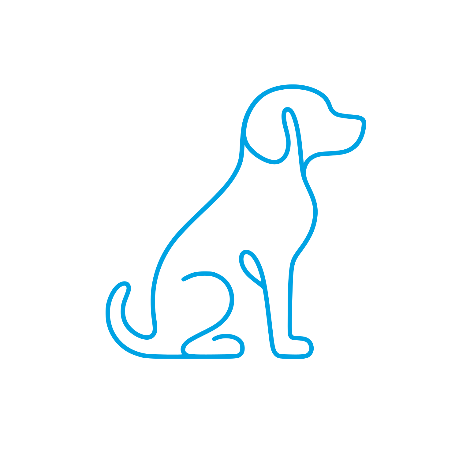 Sitting Dog Outline Logo #00a3e4