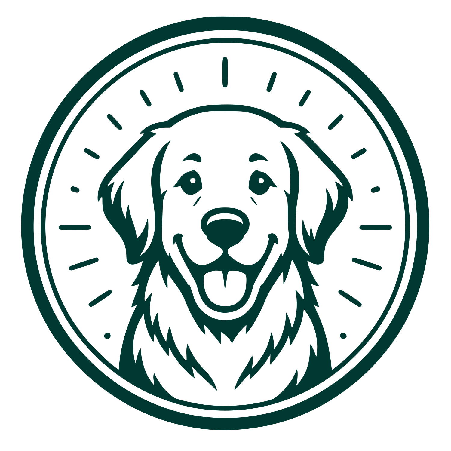 Golden Retriever Circle Badge Logo #003932