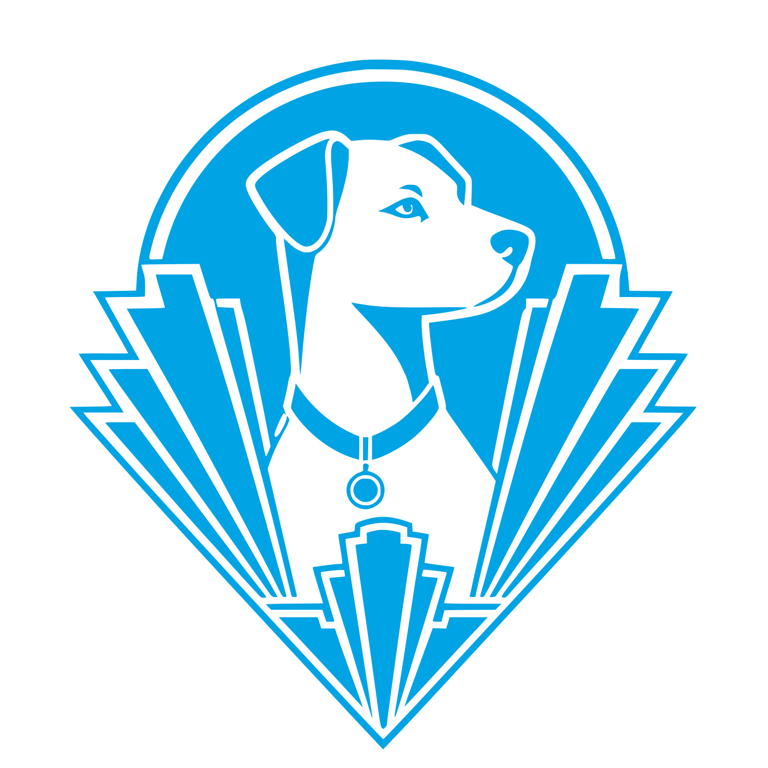 Art Deco Dog Logo #00a3e4