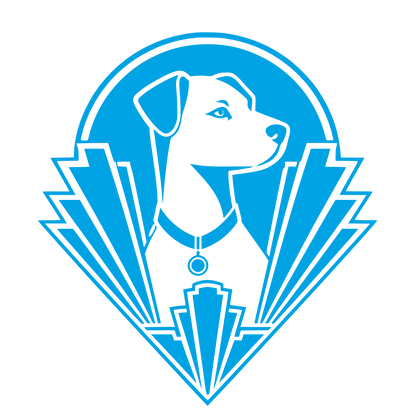 Art Deco Dog Logo #00a3e4