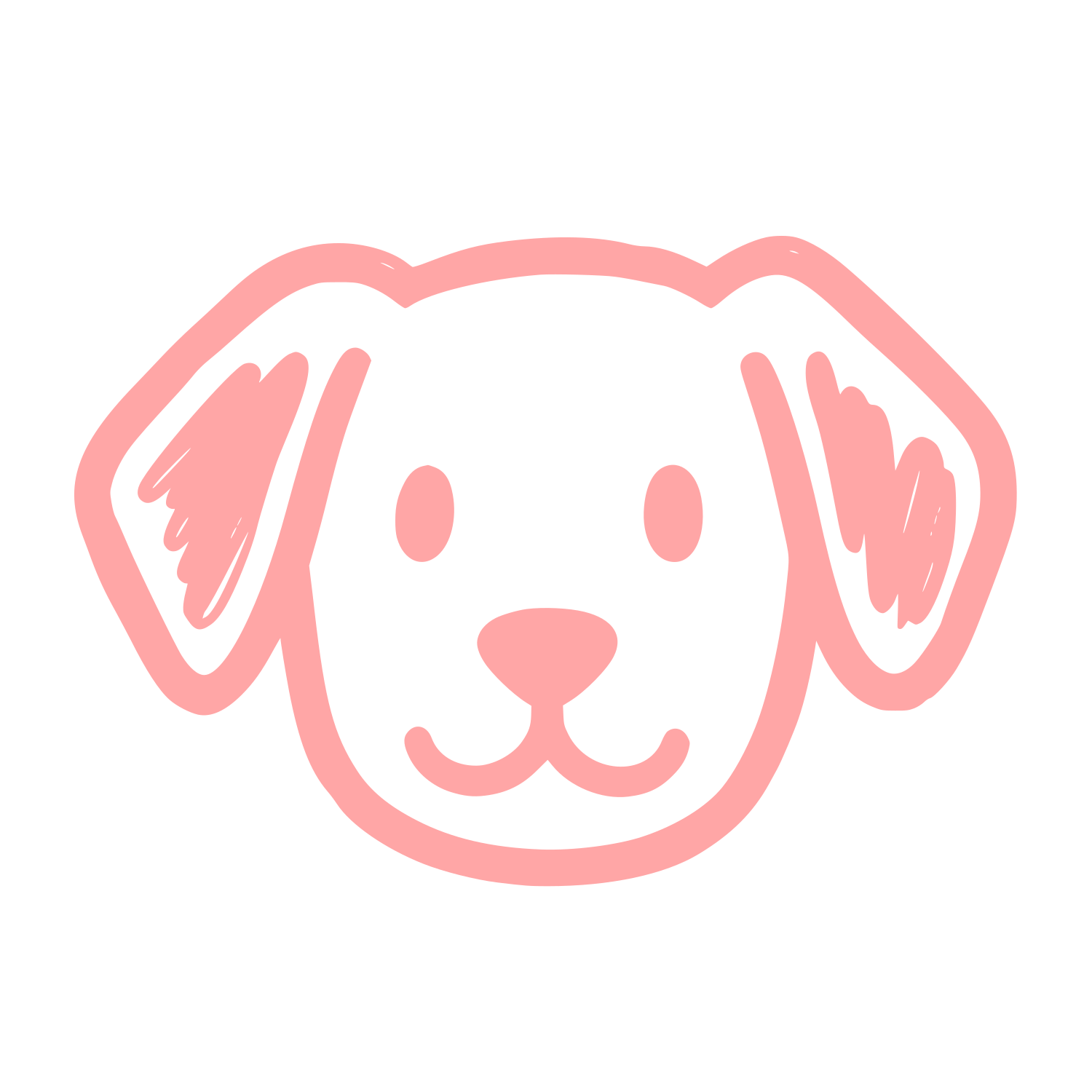 Cartoon Dog Face Logo #ffa6a6