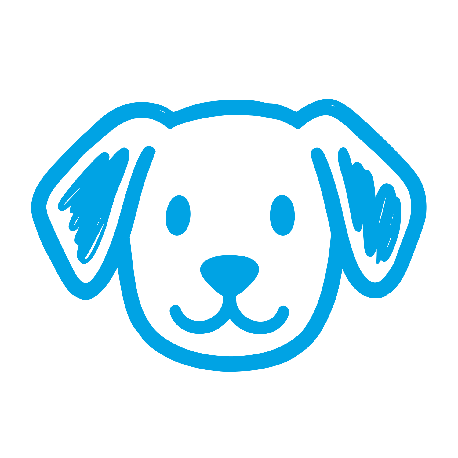 Cartoon Dog Face Logo #00a3e4