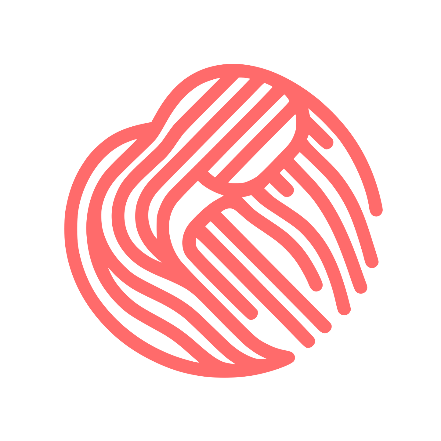 Circular Intertwined Lines Logo #FF6B6B