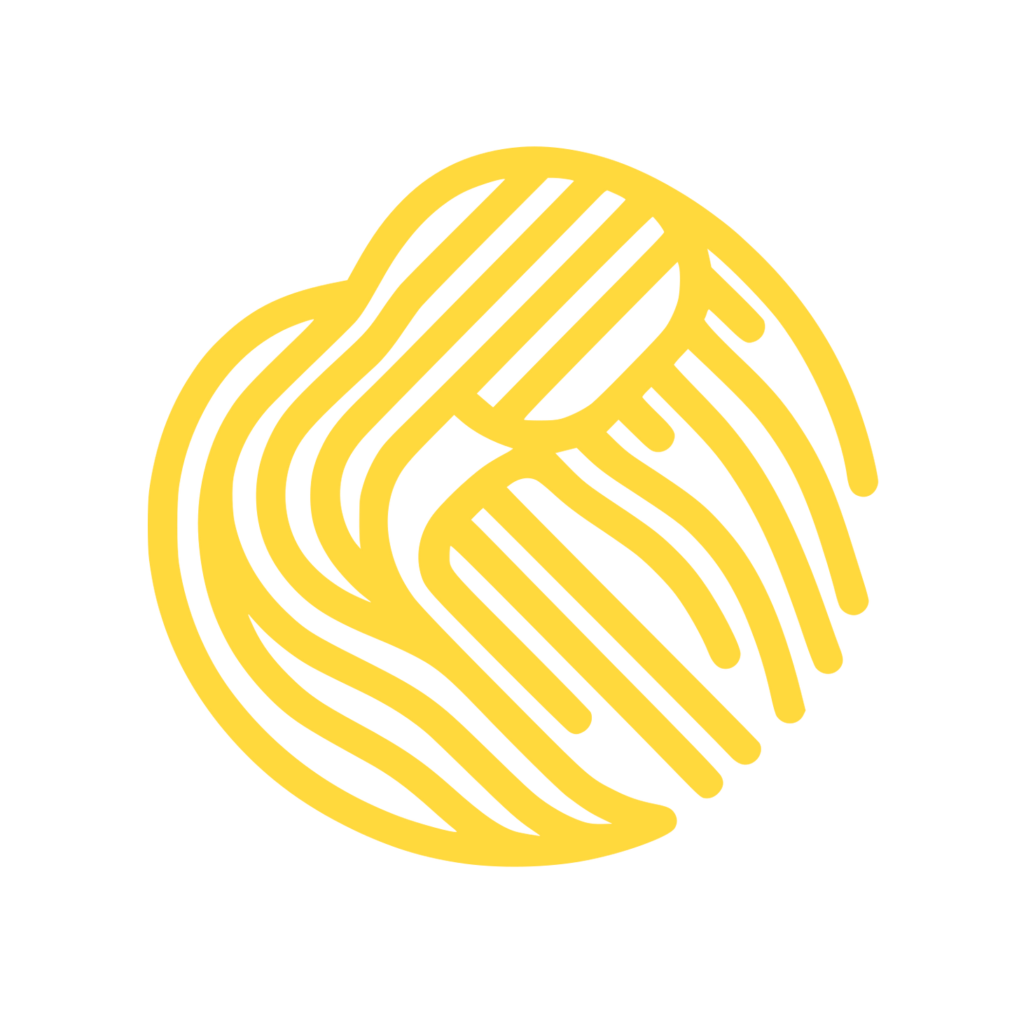 Circular Intertwined Lines Logo #FFD93D