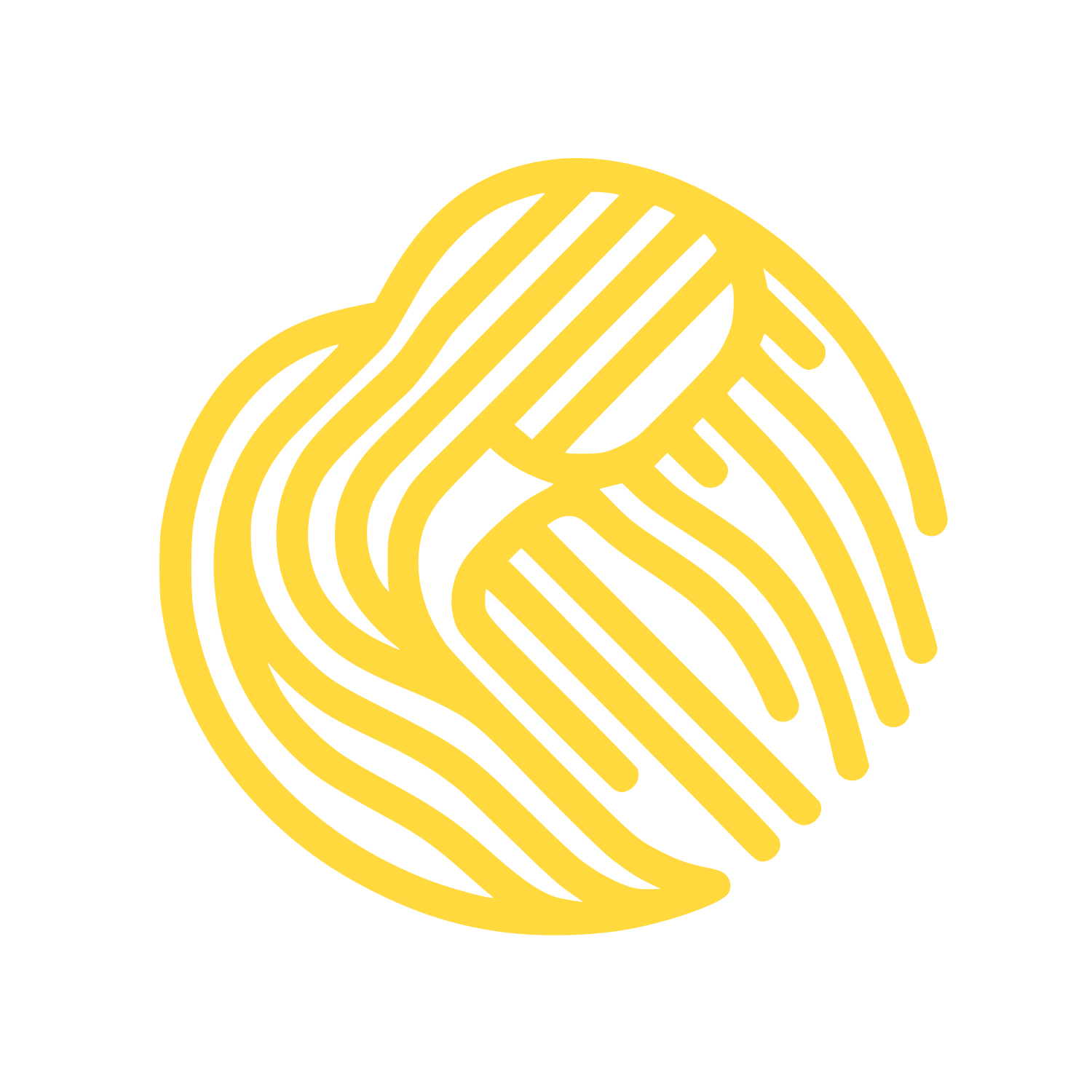 Circular Intertwined Lines Logo #FFD93D