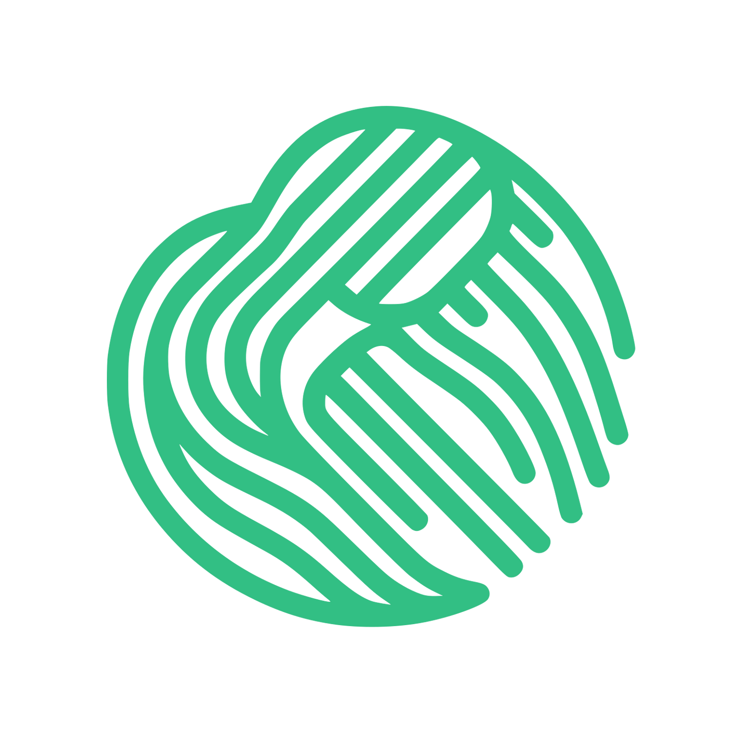 Circular Intertwined Lines Logo #32BF84