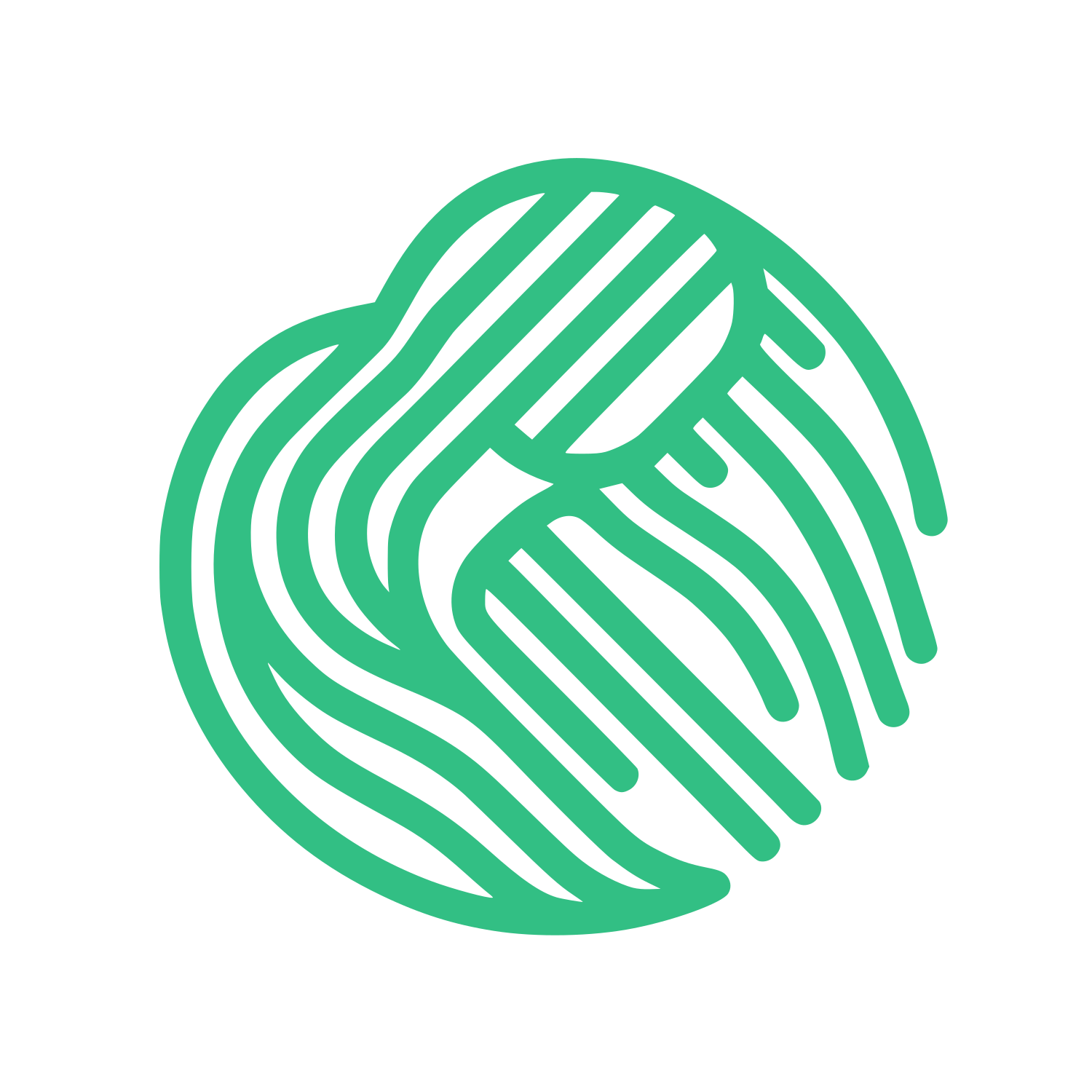 Circular Intertwined Lines Logo #32BF84