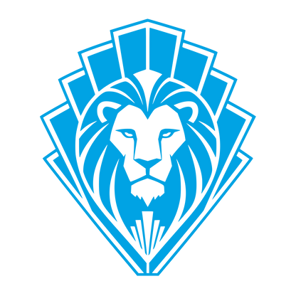 Art Deco Lion Head Logo #00a3e4