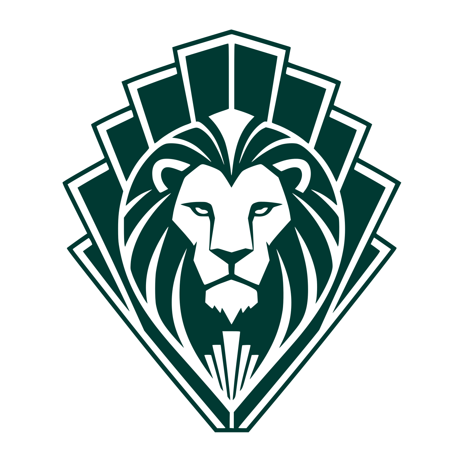 Art Deco Lion Head Logo #003932